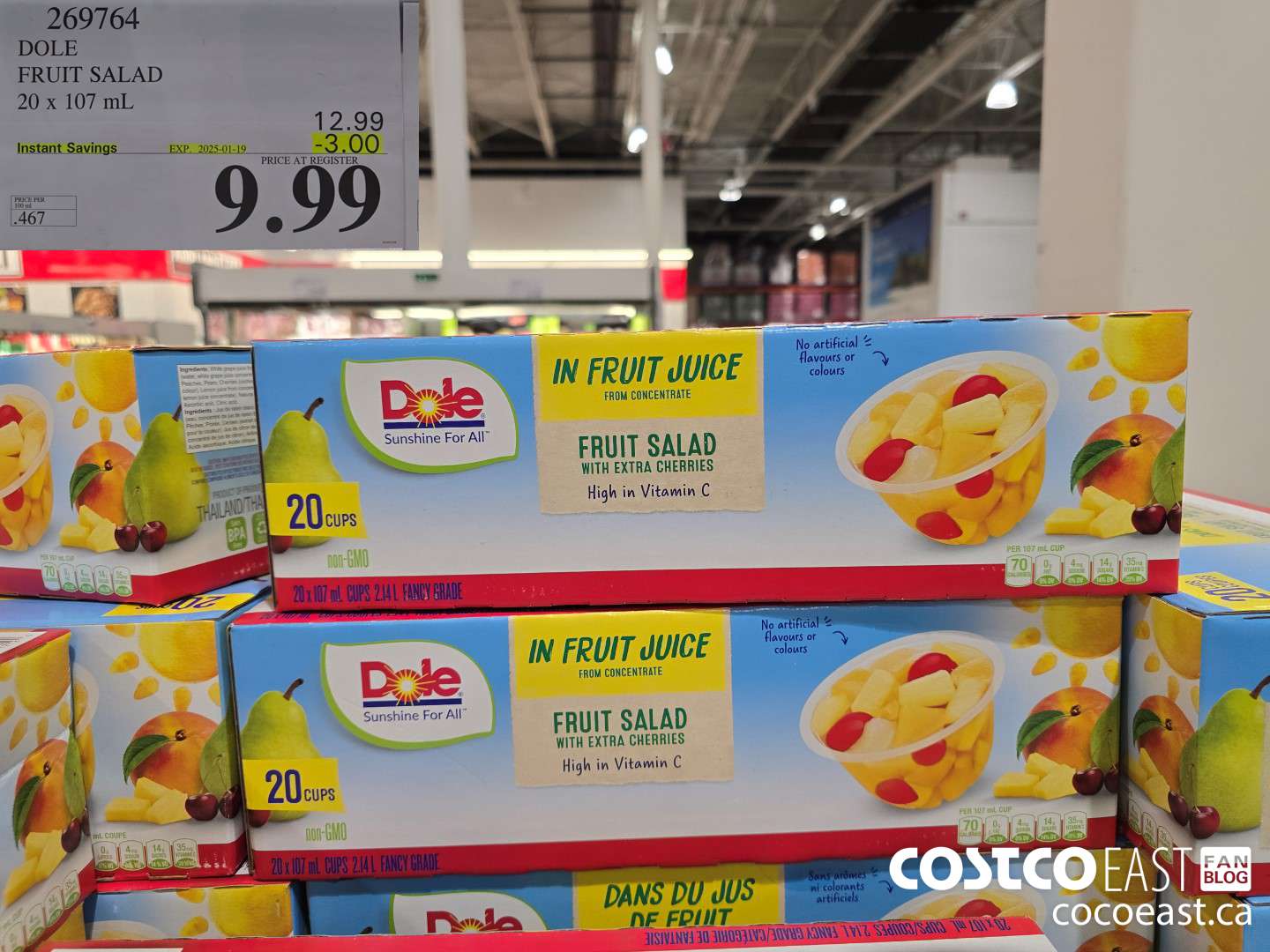 269764 DOLE FRUIT SALAD 20 x 107 mL ($3.00 INSTANT SAVINGS EXPIRES ON 2025-01-19) $9.99