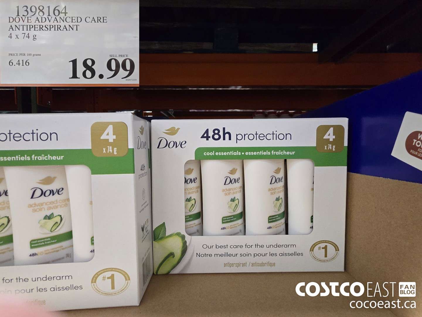 1398164 DOVE ADVANCED CARE ANTIPERSPIRANT 4 x 74G $18.99