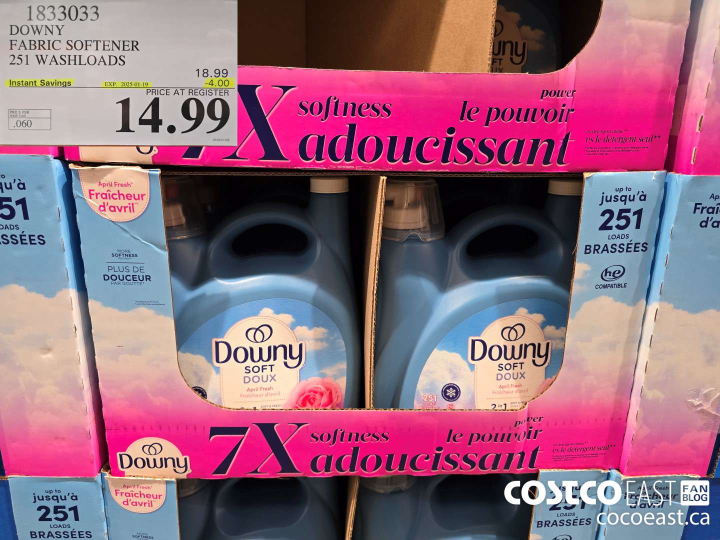 1833033 DOWNY FABRIC SOFTENER 251 WASHLOADS ($4.00 INSTANT SAVINGS EXPIRES ON 2025-01-19) $14.99