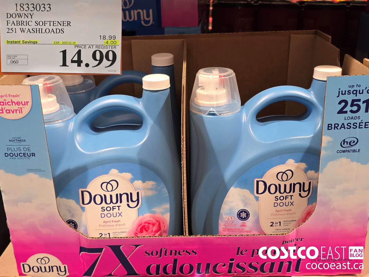 1833033 DOWNY FABRIC SOFTENER 251 WASHLOADS ($4.00 INSTANT SAVINGS EXPIRES ON 2025-01-19) $14.99