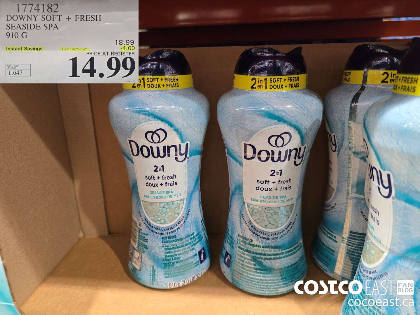 1774182 DOWNY SOFT + FRESH SEASIDE SPA 910 G ($4.00 INSTANT SAVINGS EXPIRES ON 2025-01-26) $14.99