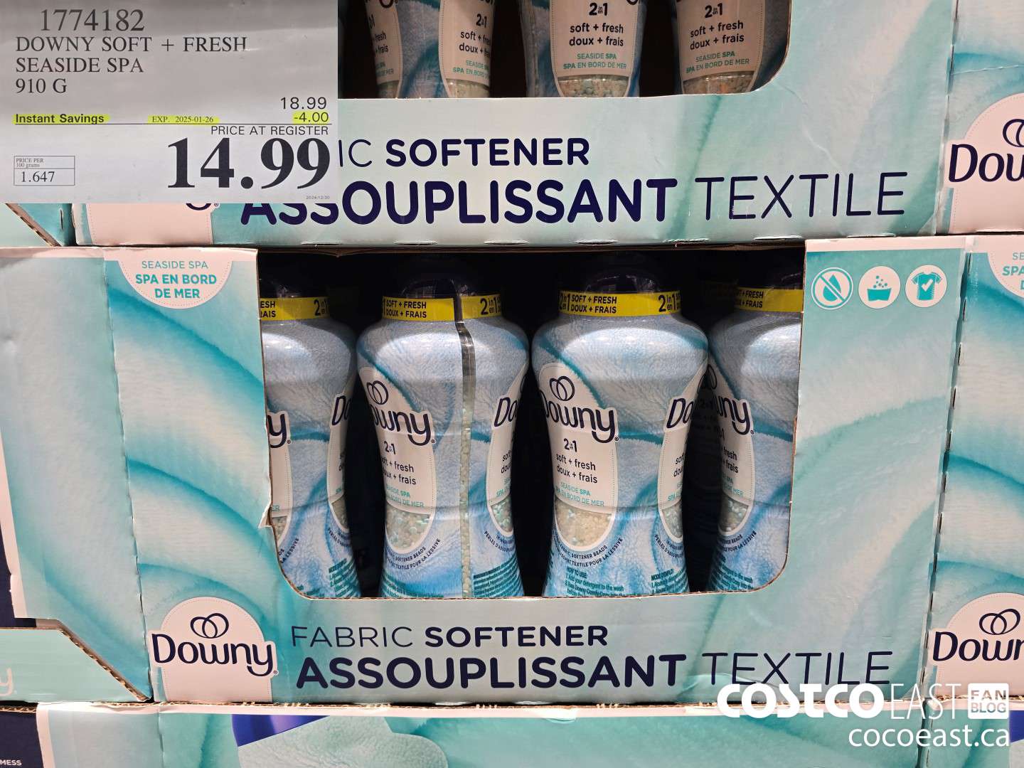 1774182 DOWNY SOFT + FRESH SEASIDE SPA 910 G ($4.00 INSTANT SAVINGS EXPIRES ON 2025-01-26) $14.99