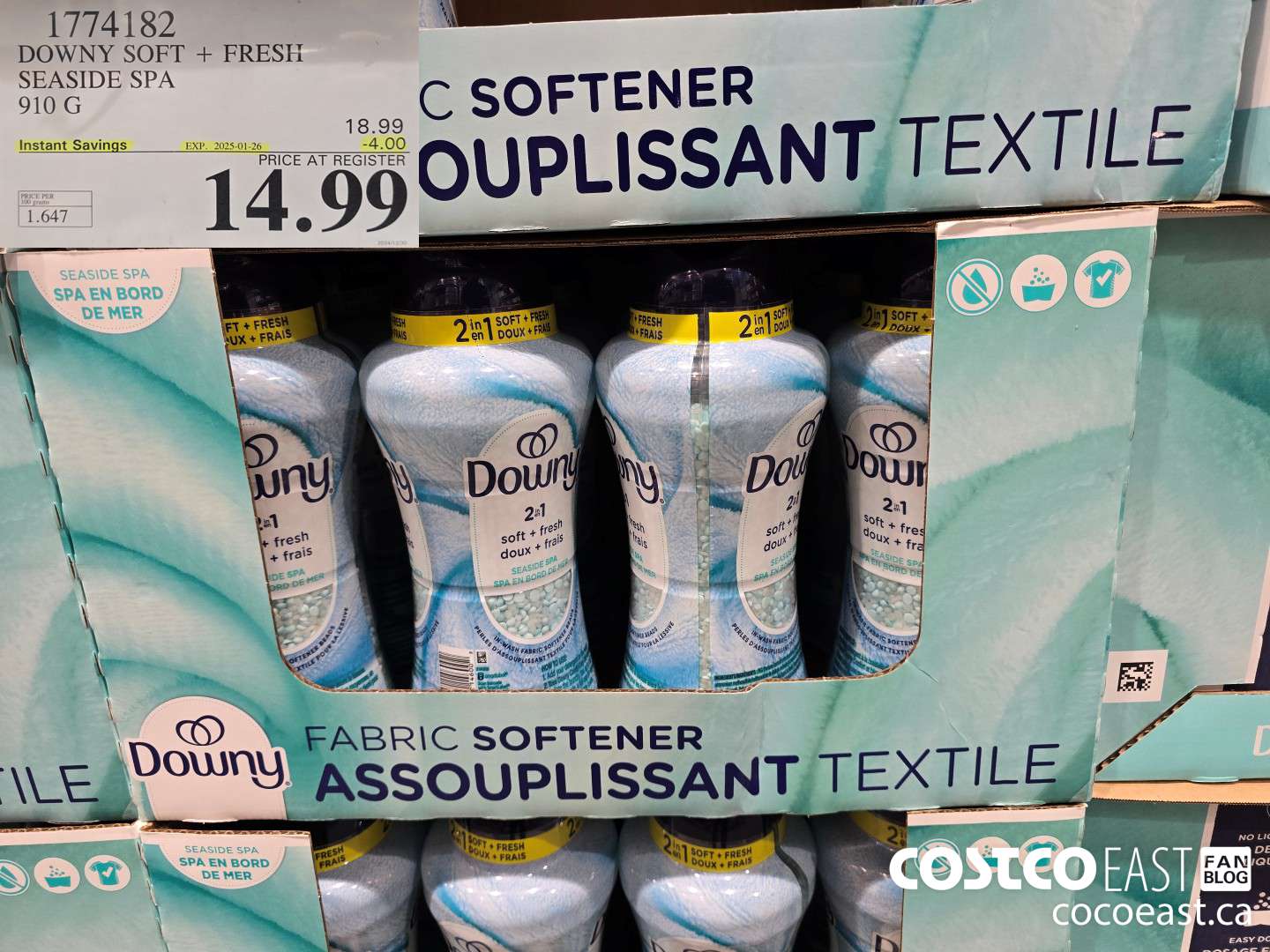 1774182 DOWNY SOFT + FRESH SEASIDE SPA 910 G ($4.00 INSTANT SAVINGS EXPIRES ON 2025-01-26) $14.99