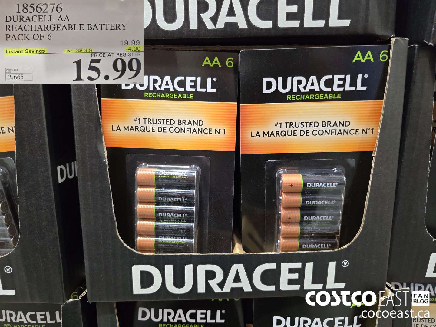 1856276 DURACELL AA RECHARGEABLE BATTERY PACK OF 6 ($4.00 INSTANT SAVINGS EXPIRES ON 2025-01-26) $15.99