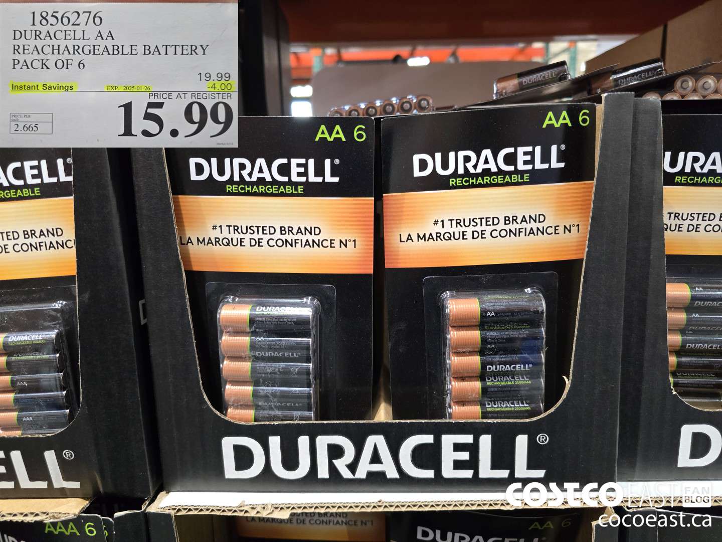 1856276 DURACELL AA RECHARGEABLE BATTERY PACK OF 6 ($4.00 INSTANT SAVINGS EXPIRES ON 2025-01-26) $15.99