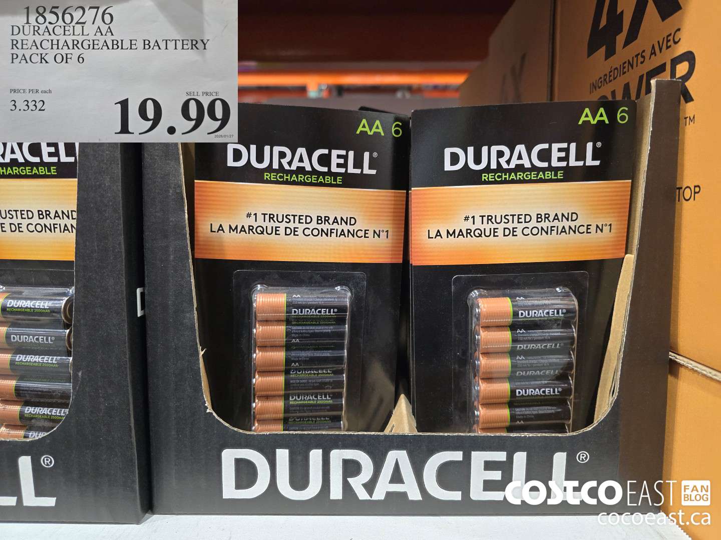 1856276 DURACELL AA RECHARGEABLE BATTERY PACK OF 6 $19.99