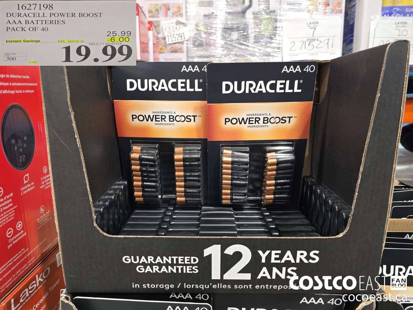 1627198 DURACELL POWER BOOST AAA BATTERIES PACK OF 40 ($6.00 INSTANT SAVINGS EXPIRES ON 2025-01-26) $19.99