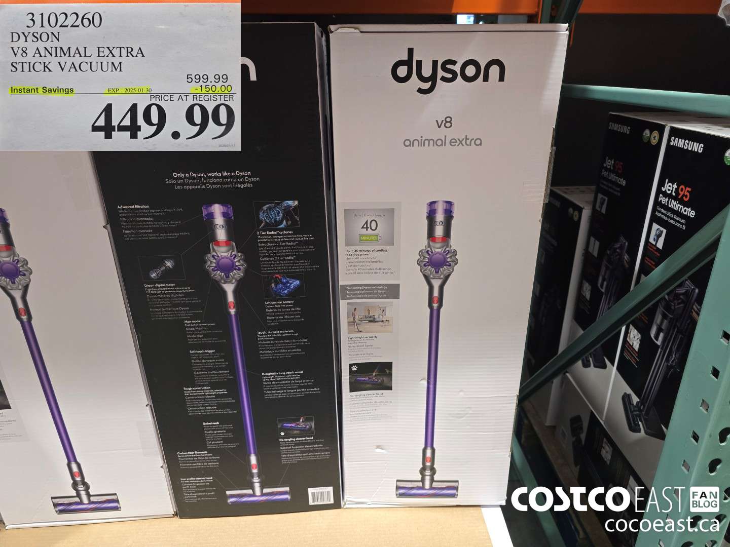 3102260 DYSON V8 ANIMAL EXTRA STICK VACUUM ($150.00 INSTANT SAVINGS EXPIRES ON 2025-01-30) $449.99