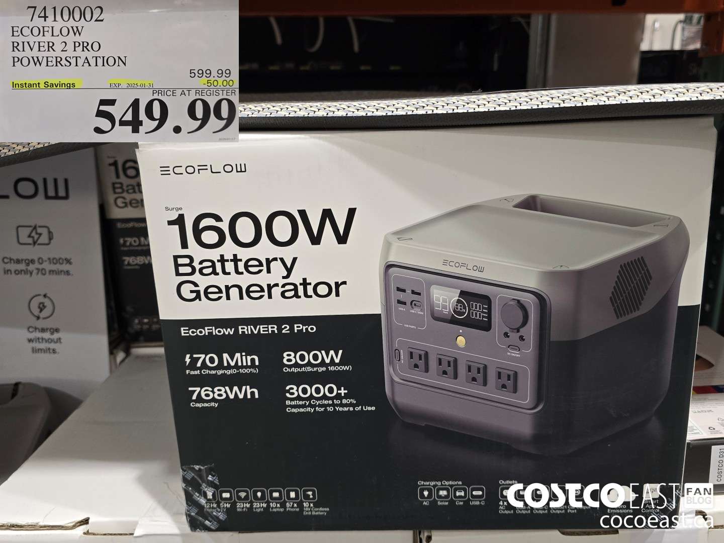 7410002 ECOFLOW RIVER 2 PRO POWERSTATION ($500.00 INSTANT SAVINGS EXPIRES ON 2025-01-31) $549.99