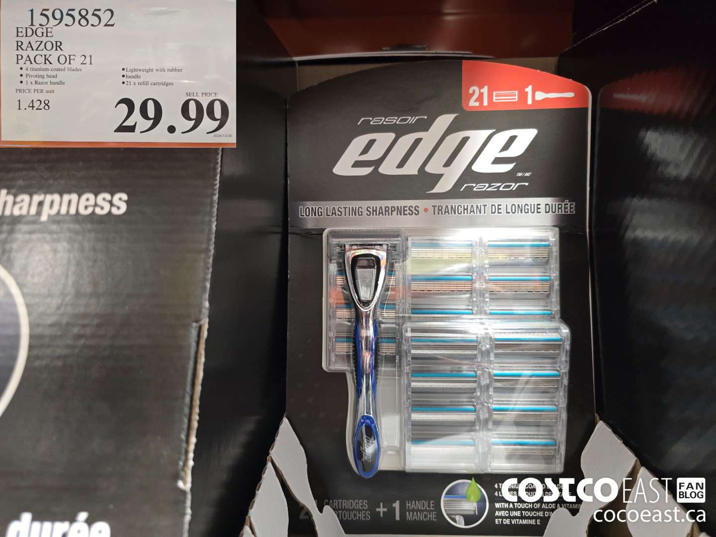 1595852 EDGE RAZOR PACK OF 21 $29.99