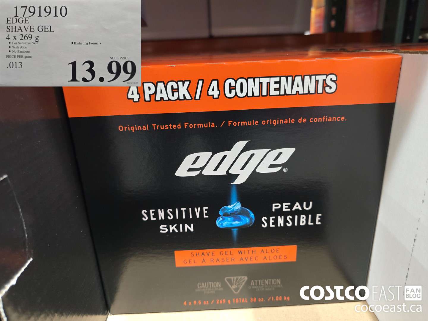 1791910 EDGE SHAVE GEL 4 X 269 G $13.99