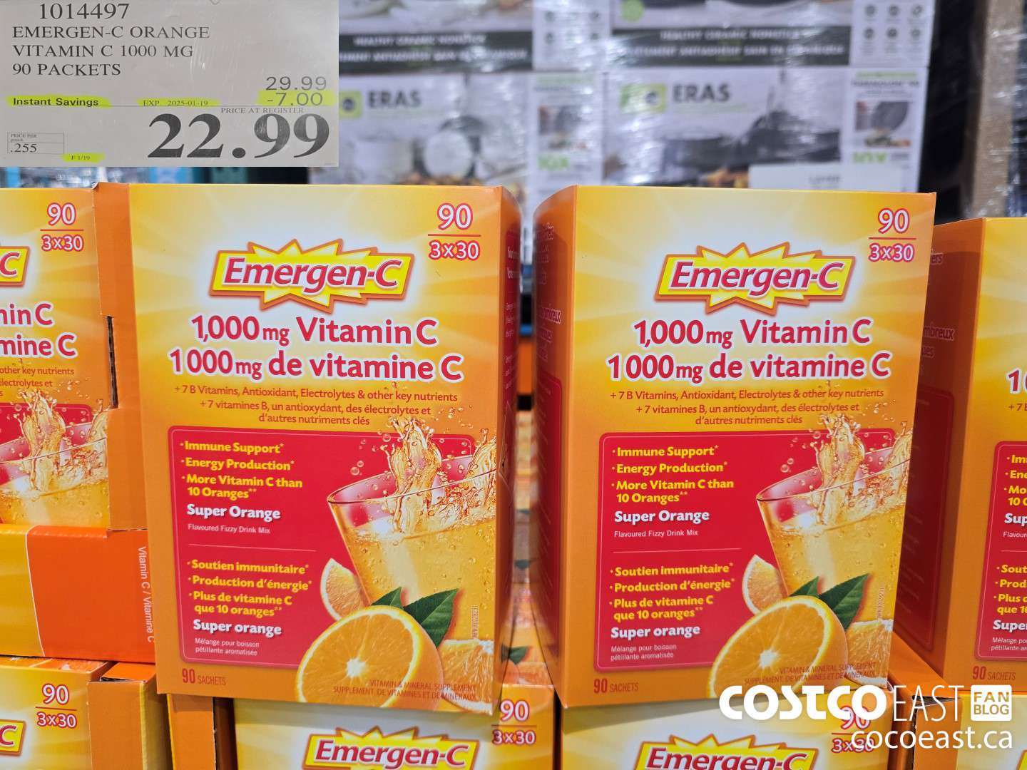 1014497 EMERGEN-C ORANGE VITAMIN C 1000 MG 90 PACKETS ($7.00 INSTANT SAVINGS EXPIRES ON 2025-01-19) $22.99