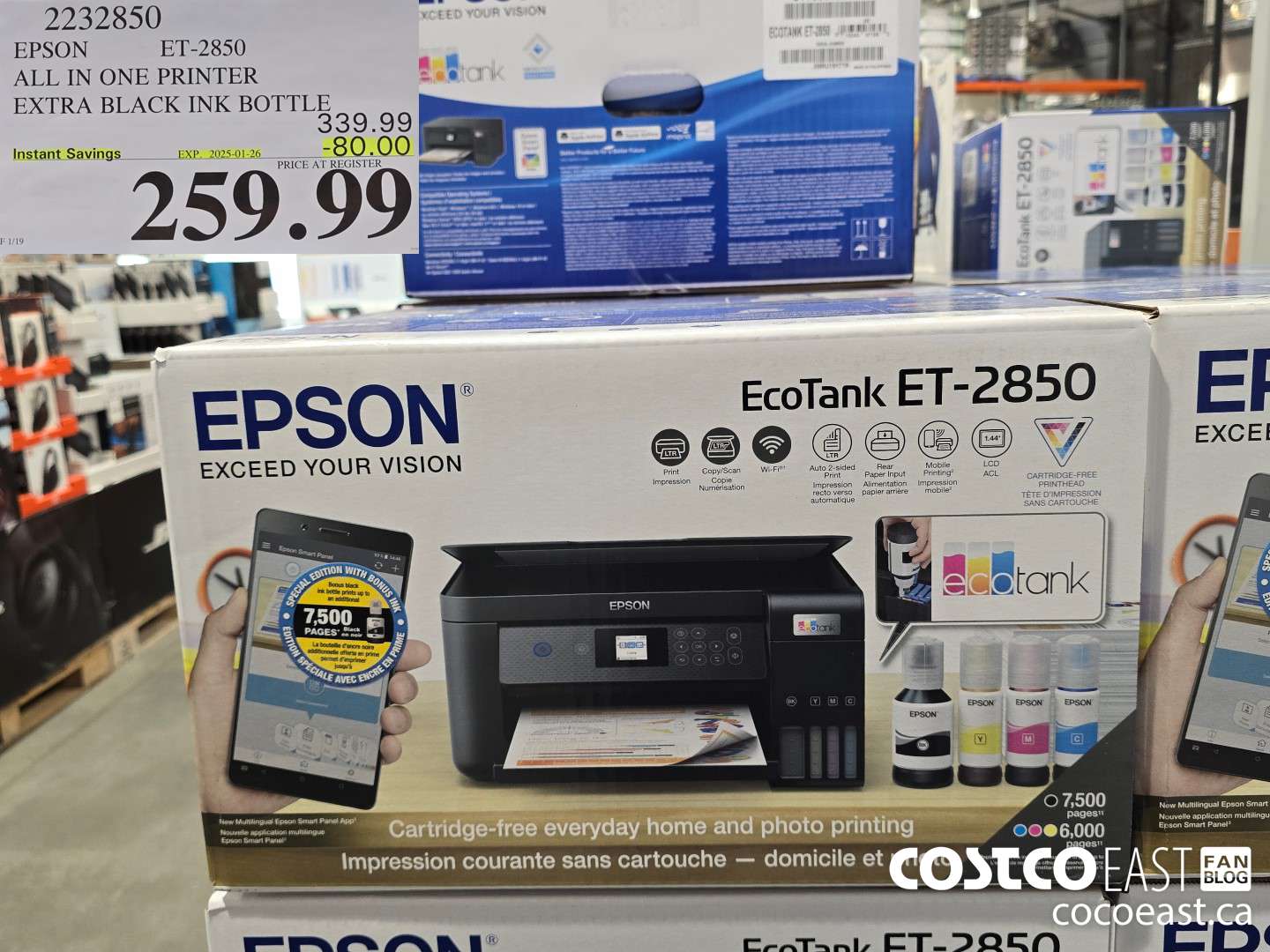 2232850 EPSON ET-2850 ALL IN ONE PRINTER EXTRA BLACK INK BOTTLE ($80.00 INSTANT SAVINGS EXPIRES ON 2025-01-26) $259.99
