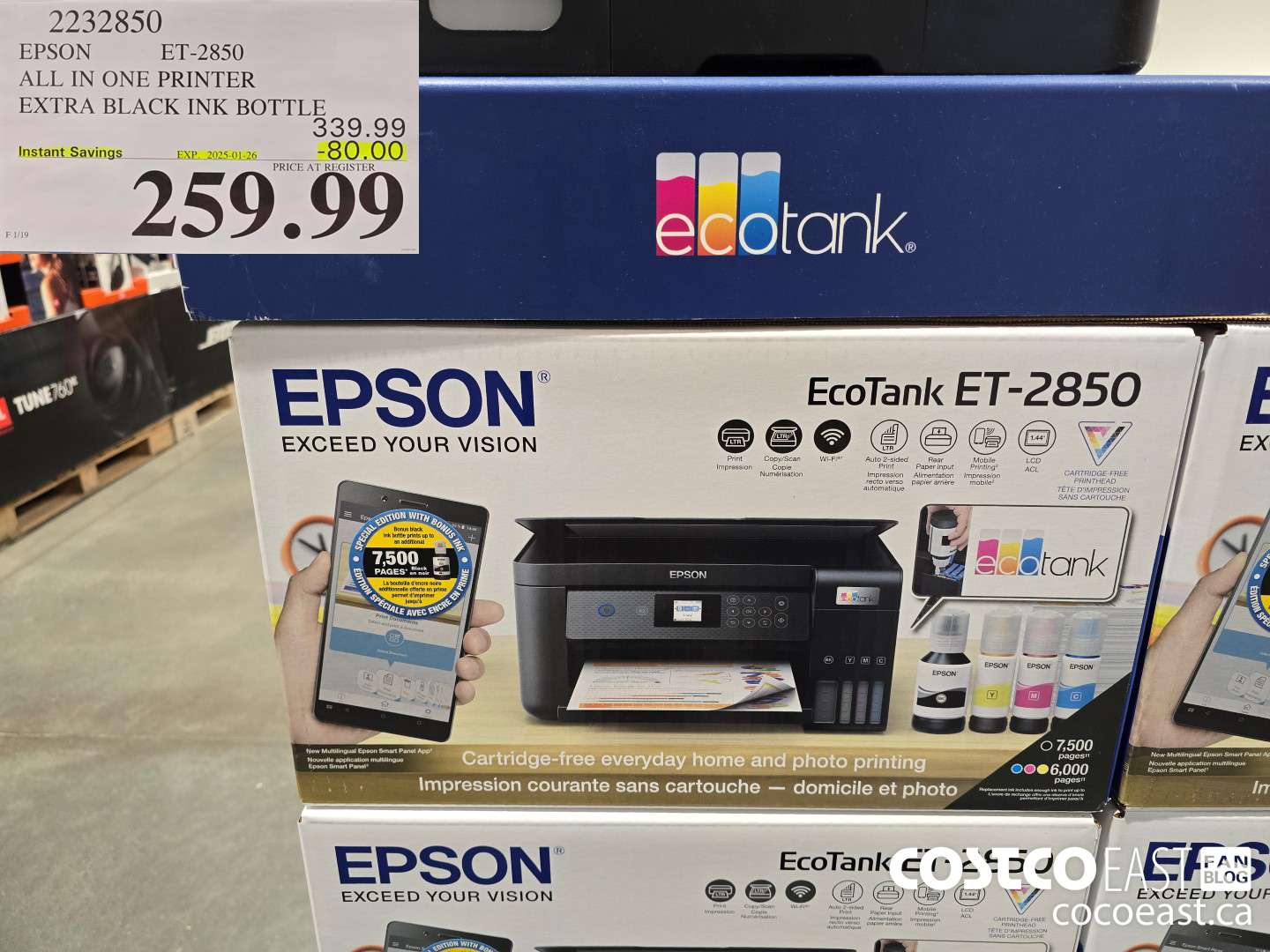 2232850 EPSON ET-2850 ALL IN ONE PRINTER EXTRA BLACK INK BOTTLE ($80.00 INSTANT SAVINGS EXPIRES ON 2025-01-26) $259.99