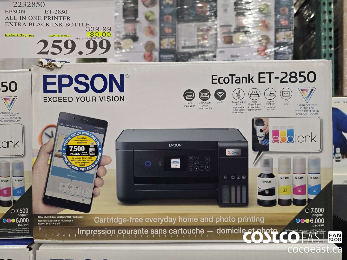 2232850 EPSON ET-2850 ALL IN ONE PRINTER EXTRA BLACK INK BOTTLE ($80.00 INSTANT SAVINGS EXPIRES ON 2025-01-26) $259.99