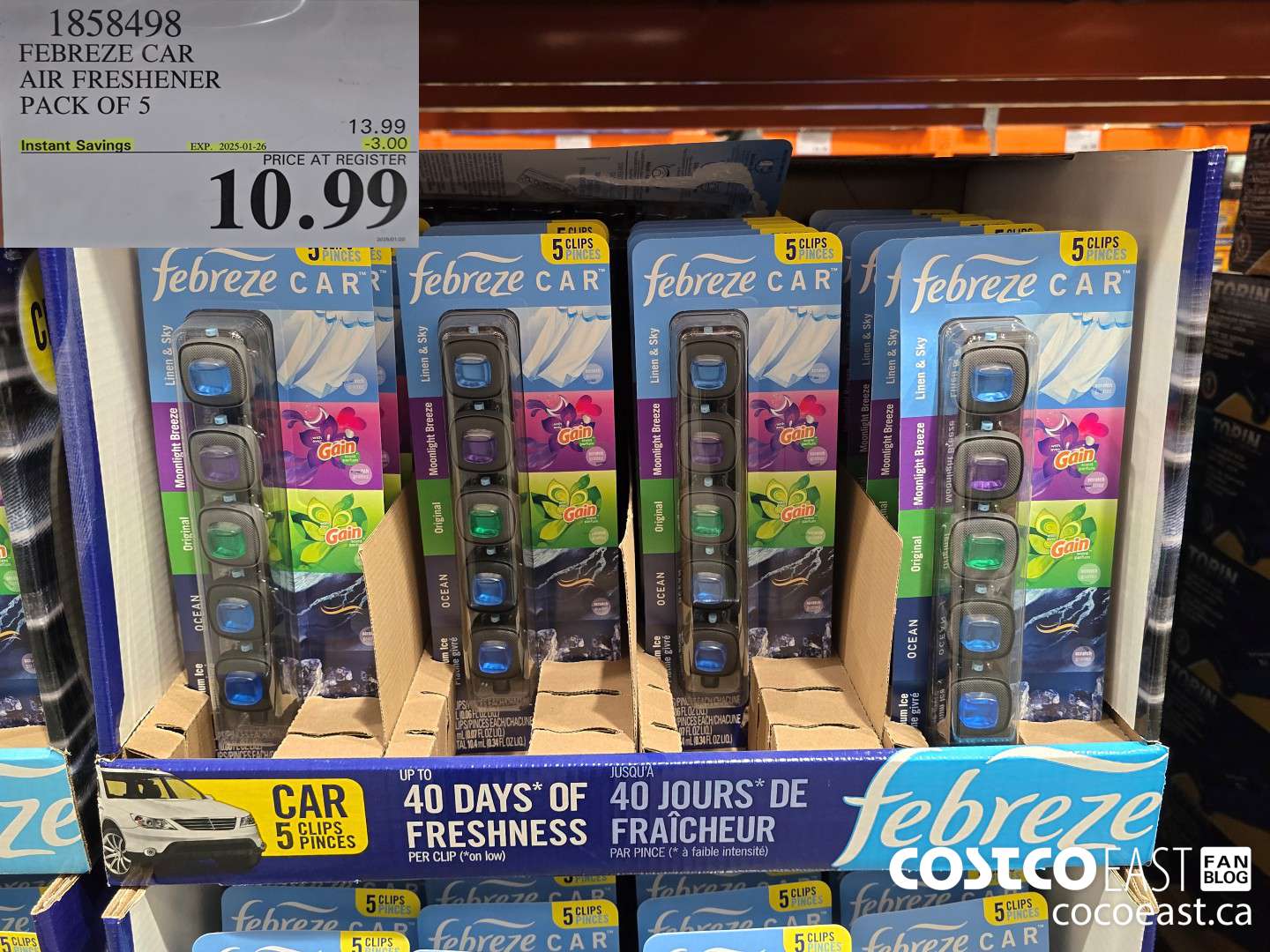 1858498 FEBREZE CAR AIR FRESHENER PACK OF 5 ($3.00 INSTANT SAVINGS EXPIRES ON 2025-01-26) $10.99