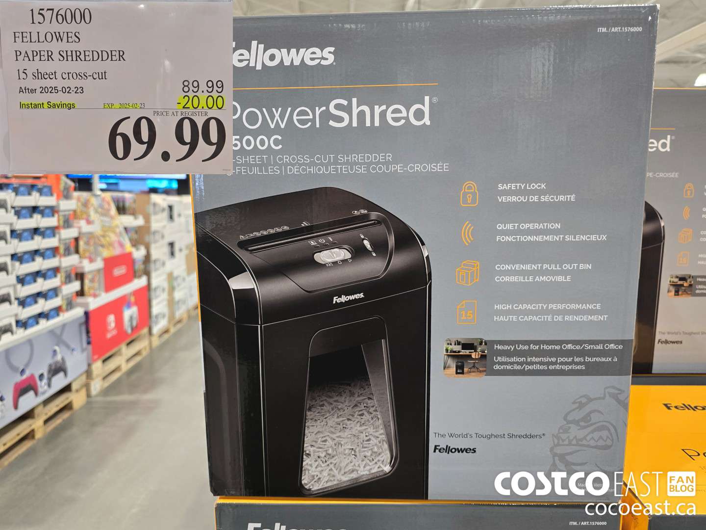 1376000 FELLOWES PAPER SHREDDER 15 sheet cross-cut ($20.00 INSTANT SAVINGS EXPIRES ON 2025-02-23) $69.99