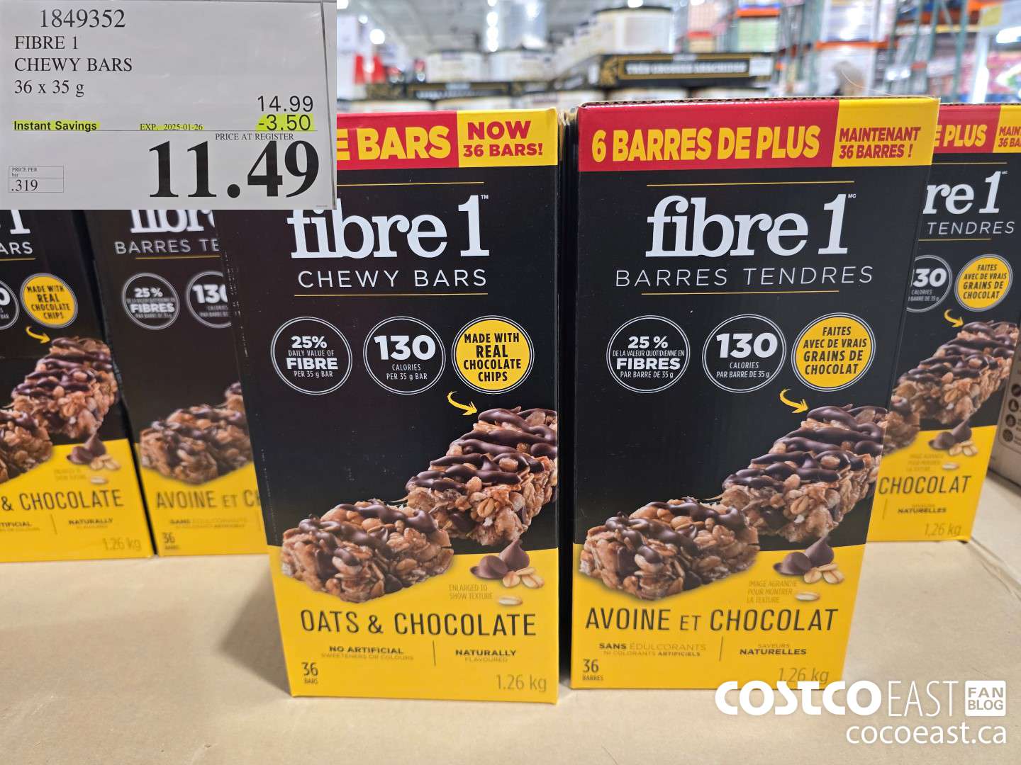 1849352 FIBRE CHEWY BARS 36 x 35 g ($3.50 INSTANT SAVINGS EXPIRES ON 2025-01-26) $11.49