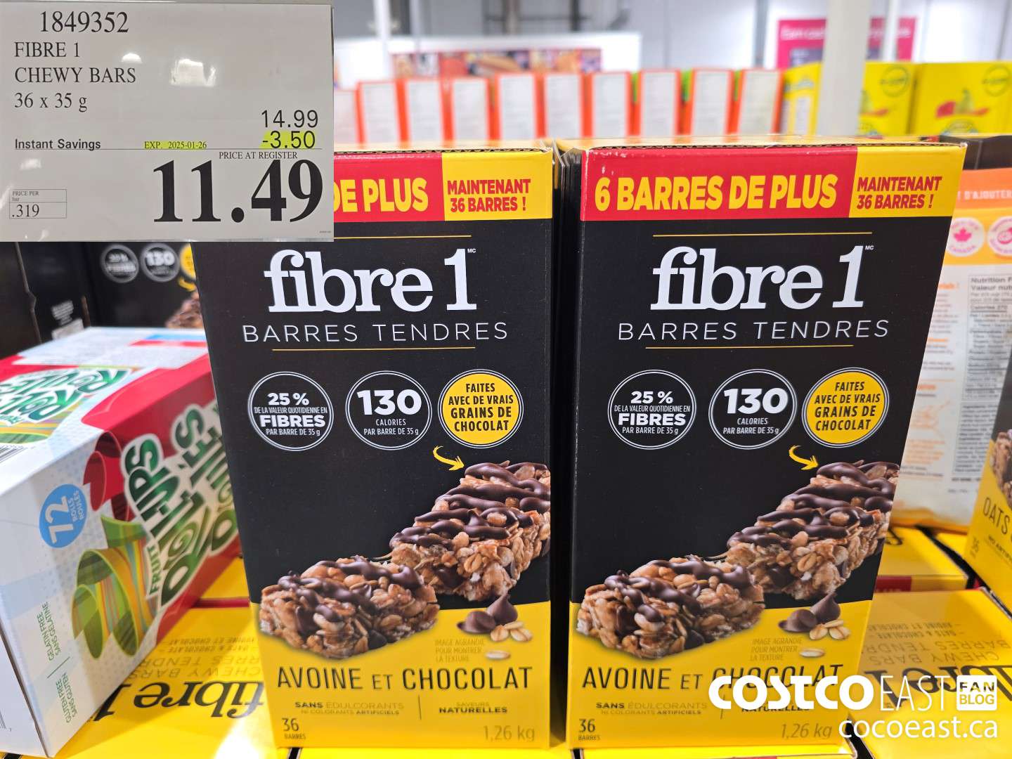 1849352 FIBRE CHEWY BARS 36 x 35 g ($3.50 INSTANT SAVINGS EXPIRES ON 2025-01-26) $11.49