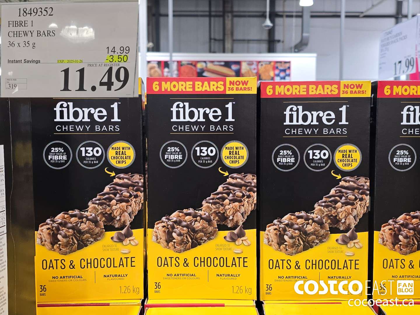 1849352 FIBRE CHEWY BARS 36 x 35 g ($3.50 INSTANT SAVINGS EXPIRES ON 2025-01-26) $11.49