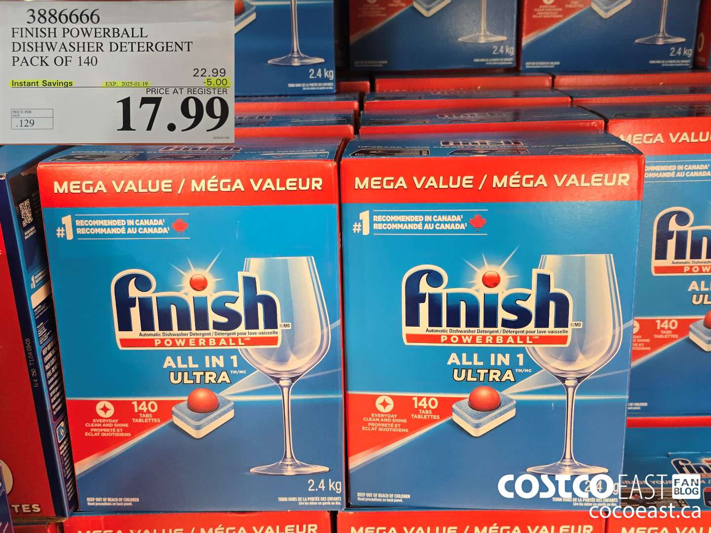 33886666 FINISH POWERBALL DISHWASHER DETERGENT PACK OF 140 ($5.00 INSTANT SAVINGS EXPIRES ON 2025-01-19) $17.99