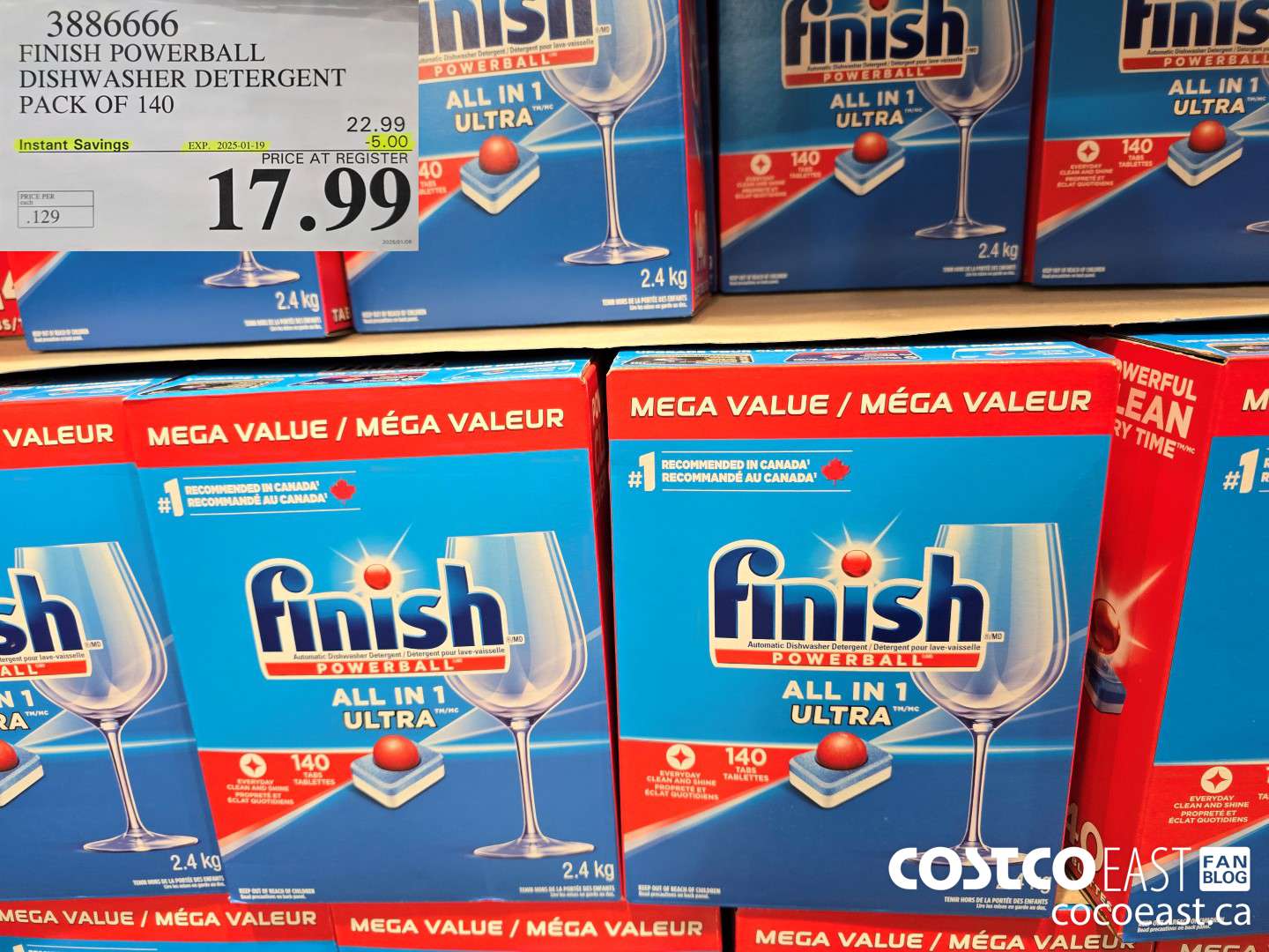 3886666 FINISH POWERBALL DISHWASHER DETERGENT PACK OF 140 ($5.00 INSTANT SAVINGS EXPIRES ON 2025-01-19) $17.99