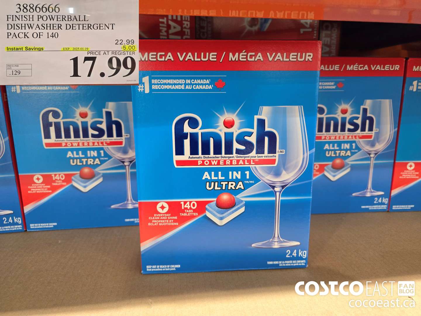 3886666 FINISH POWERBALL DISHWASHER DETERGENT PACK OF 140 ($5.00 INSTANT SAVINGS EXPIRES ON 2025-01-19) $17.99
