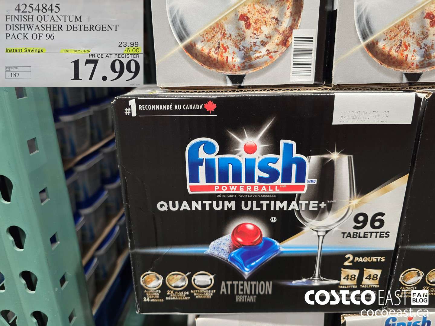 4254845 FINISH QUANTUM + DISHWASHER DETERGENT PACK OF 96 ($6.00 INSTANT SAVINGS EXPIRES ON 2025-01-26) $17.99