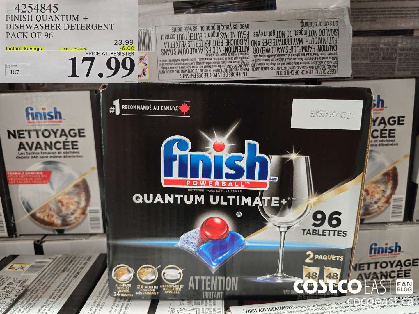 4254845 FINISH QUANTUM + DISHWASHER DETERGENT PACK OF 96 ($6.00 INSTANT SAVINGS EXPIRES ON 2025-01-26) $17.99
