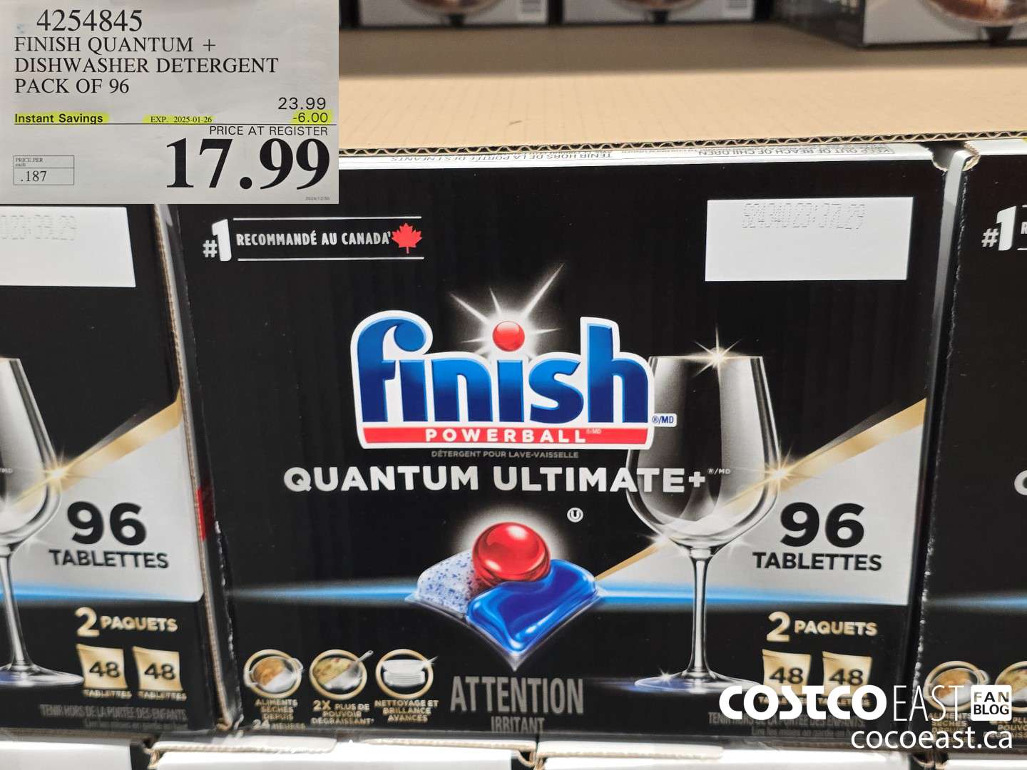 4254845 FINISH QUANTUM + DISHWASHER DETERGENT PACK OF 96 ($6.00 INSTANT SAVINGS EXPIRES ON 2025-01-26) $17.99