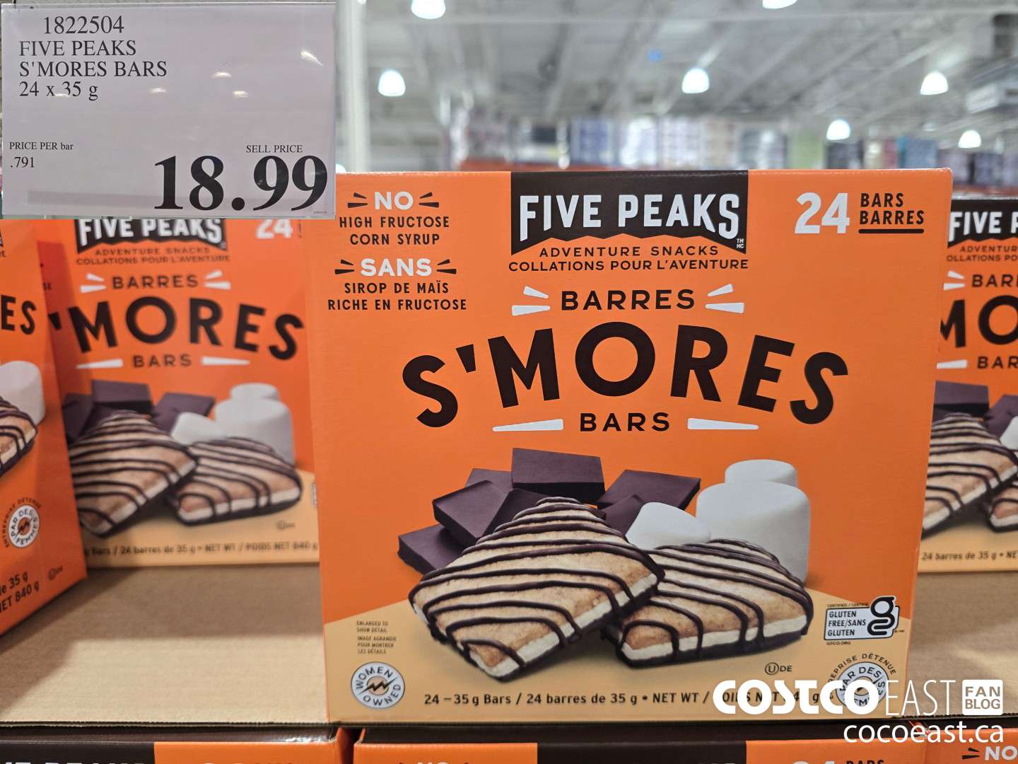 1822504 FIVE PEAKS S'MORES BARS 24 X 35 G $18.99