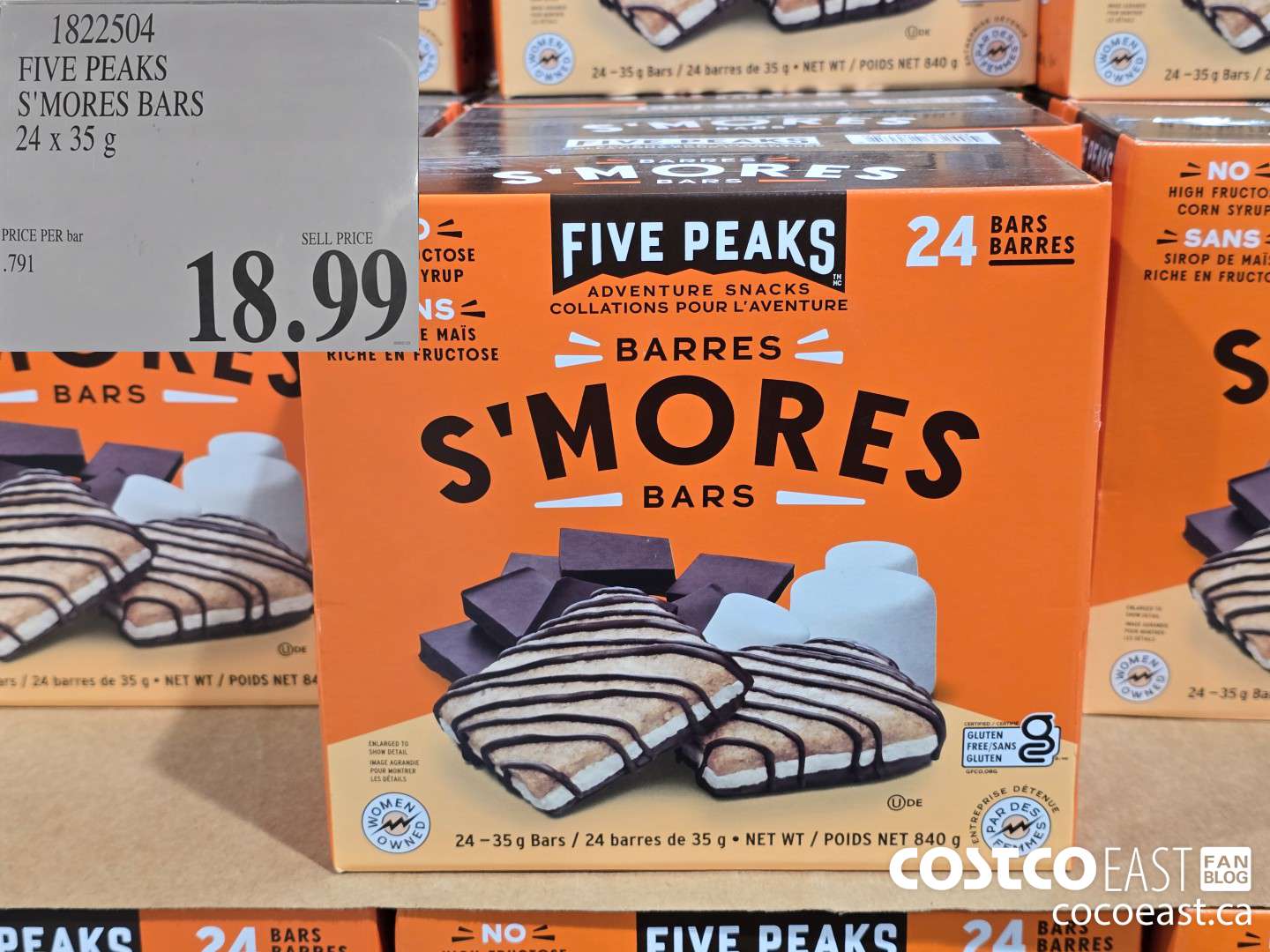 1822504 FIVE PEAKS S'MORES BARS 24 X 35 G $18.99