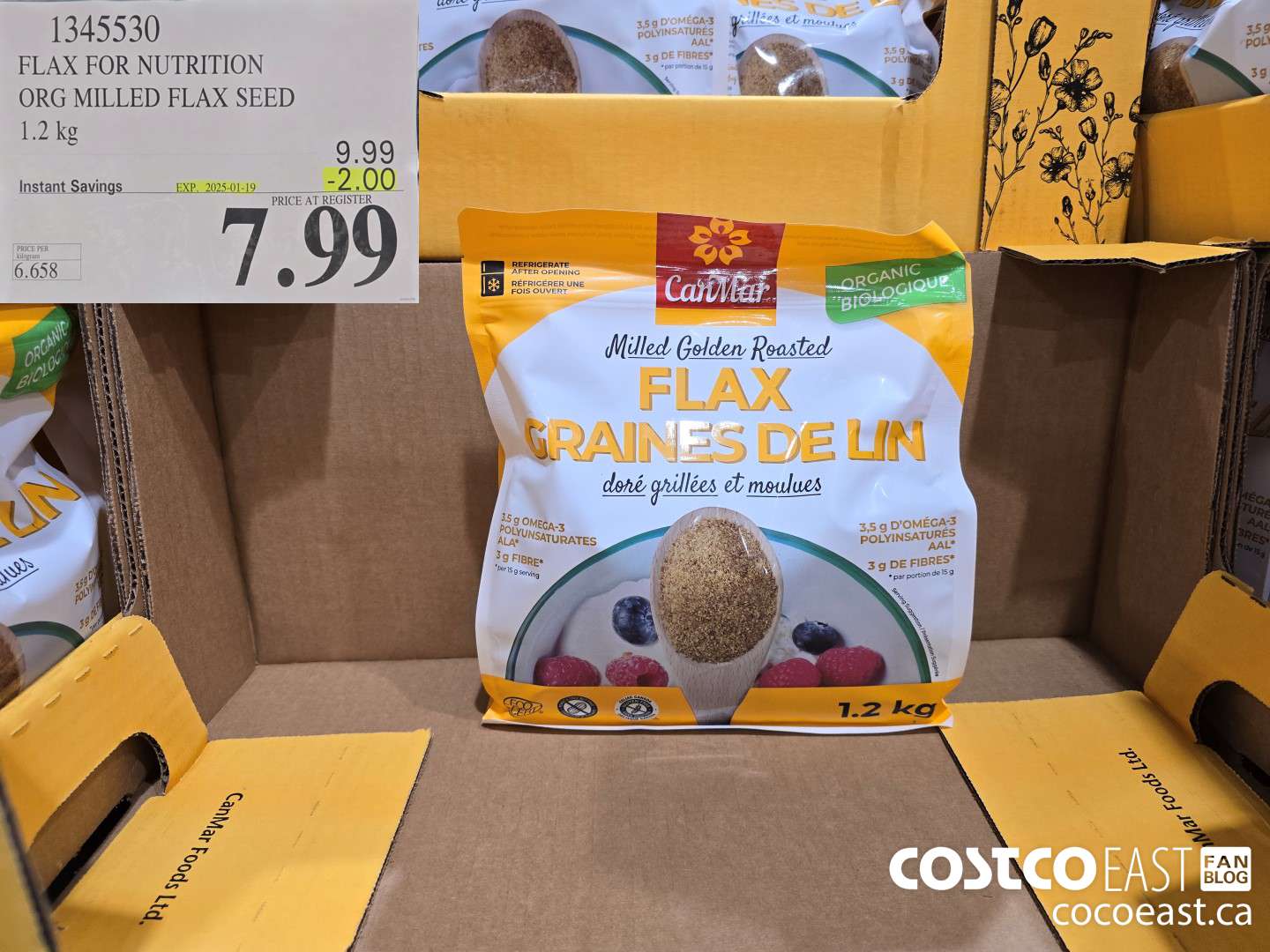 1345530 FLAX FOR NUTRITION ORG MILLED FLAX SEED 1.2 KG ($2.00 INSTANT SAVINGS EXPIRES ON 2025-01-19) $7.99