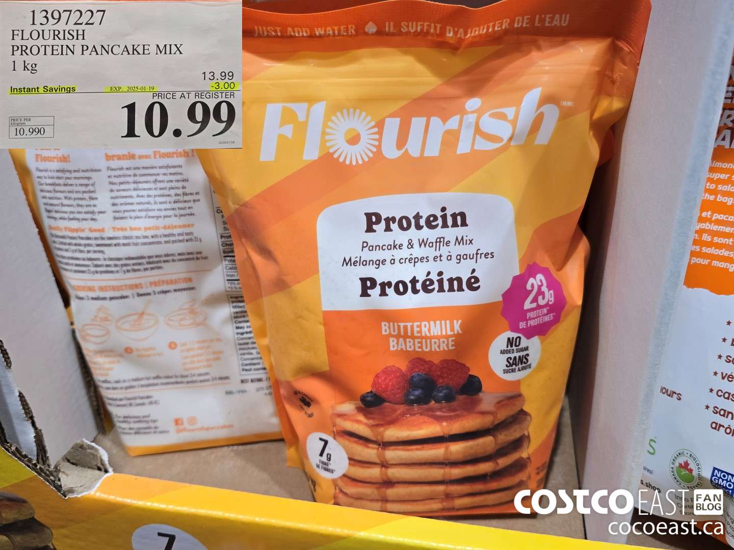 1397227 FLOURISH PROTEIN PANCAKE MIX 1 kg  ($3.00 INSTANT SAVINGS EXPIRES ON 2025-01-19) $10.99