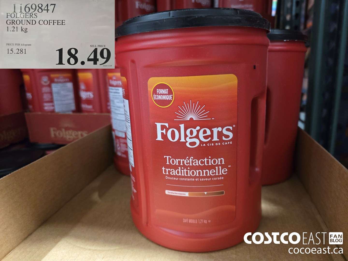 1169847 FOLGERS GROUND COFFEE 1.21 KG $18.49