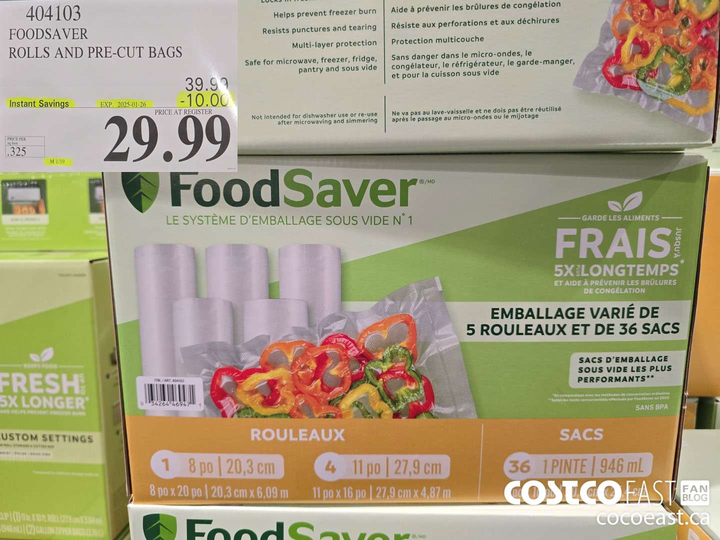 404103 FOODSAVER ROLLS AND PRE-CUT BAGS ($10.00 INSTANT SAVINGS EXPIRES ON 2025-01-26) $29.99