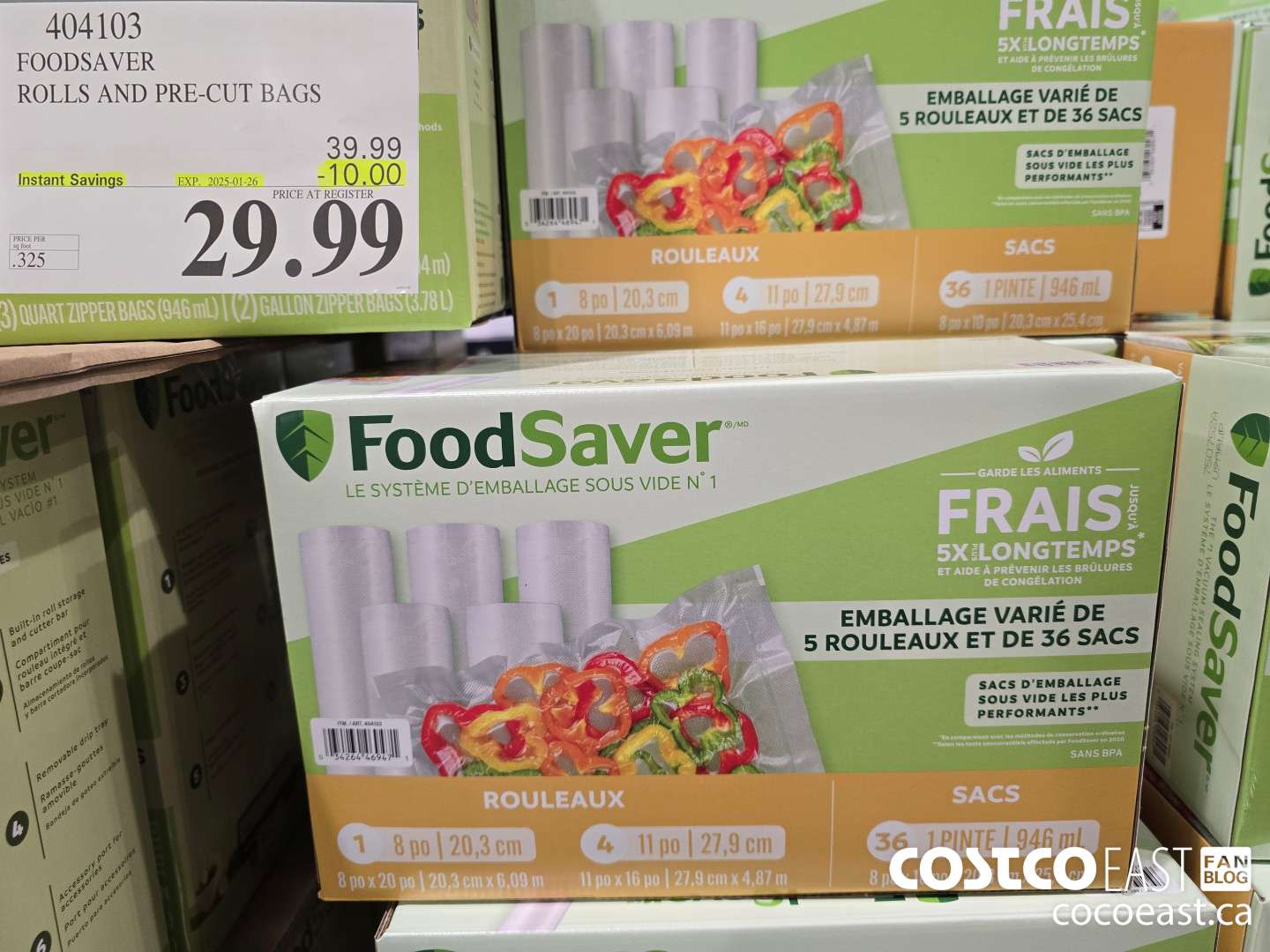 404103 FOODSAVER ROLLS AND PRE-CUT BAGS ($10.00 INSTANT SAVINGS EXPIRES ON 2025-01-26) $29.99
