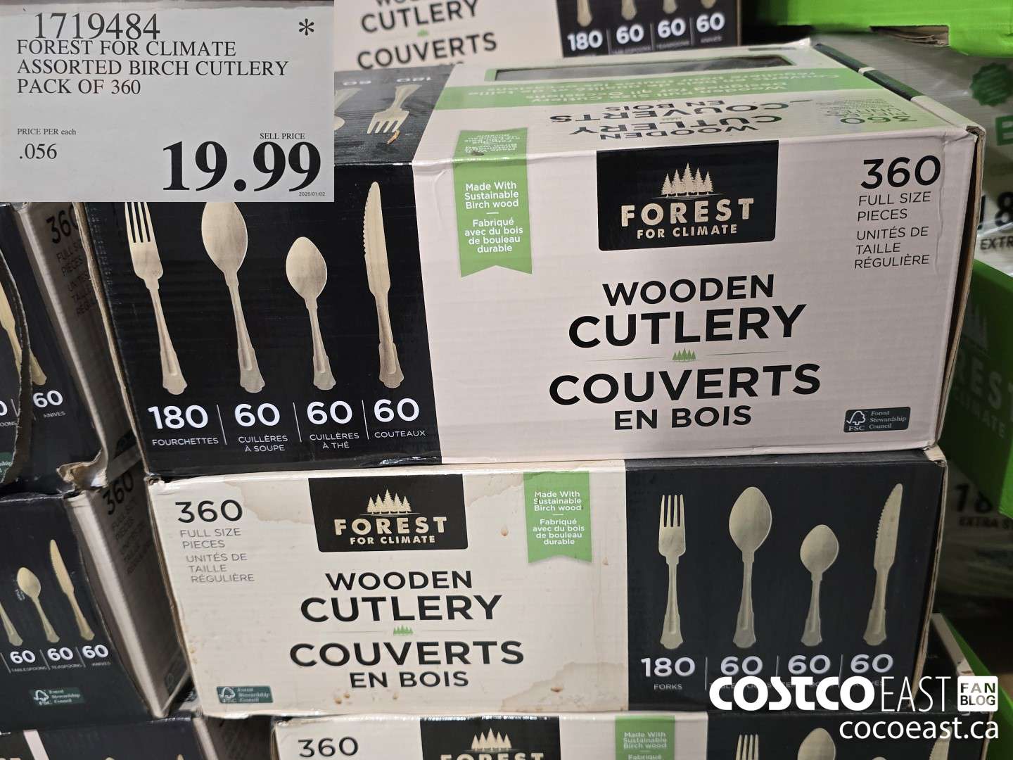 1719484 FOREST FOR CLIMATE ASSORTED BIRCH CUTLERY PACK OF 360 $19.99