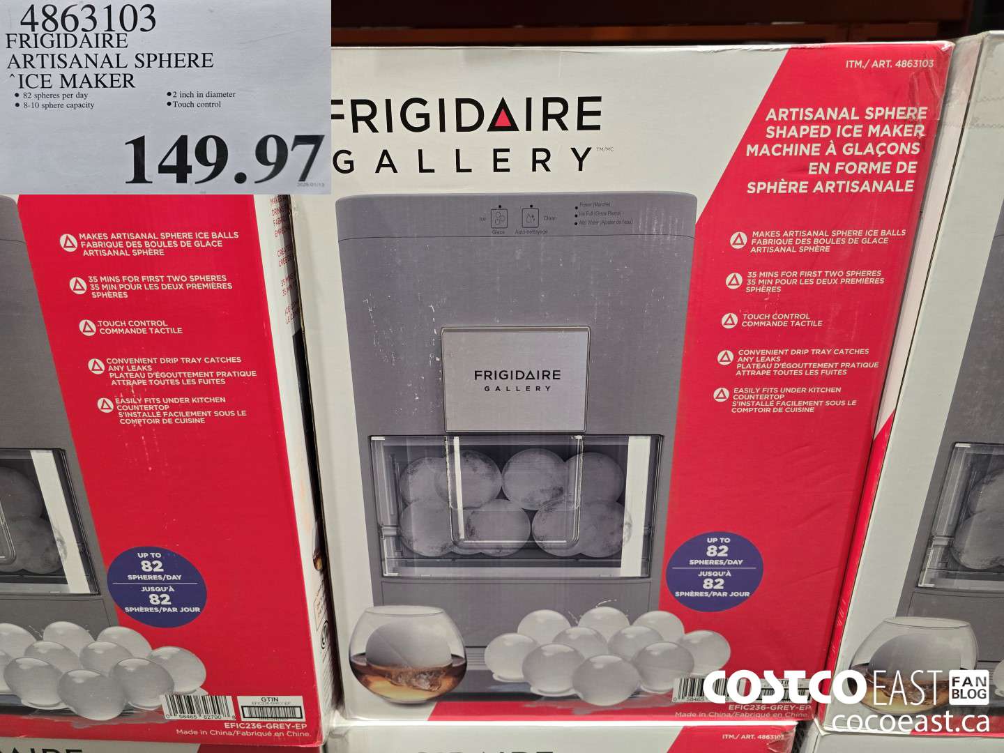 4863103 FRIGIDAIRE ARTISINAL SPHERE ICE MAKER  $149.97
