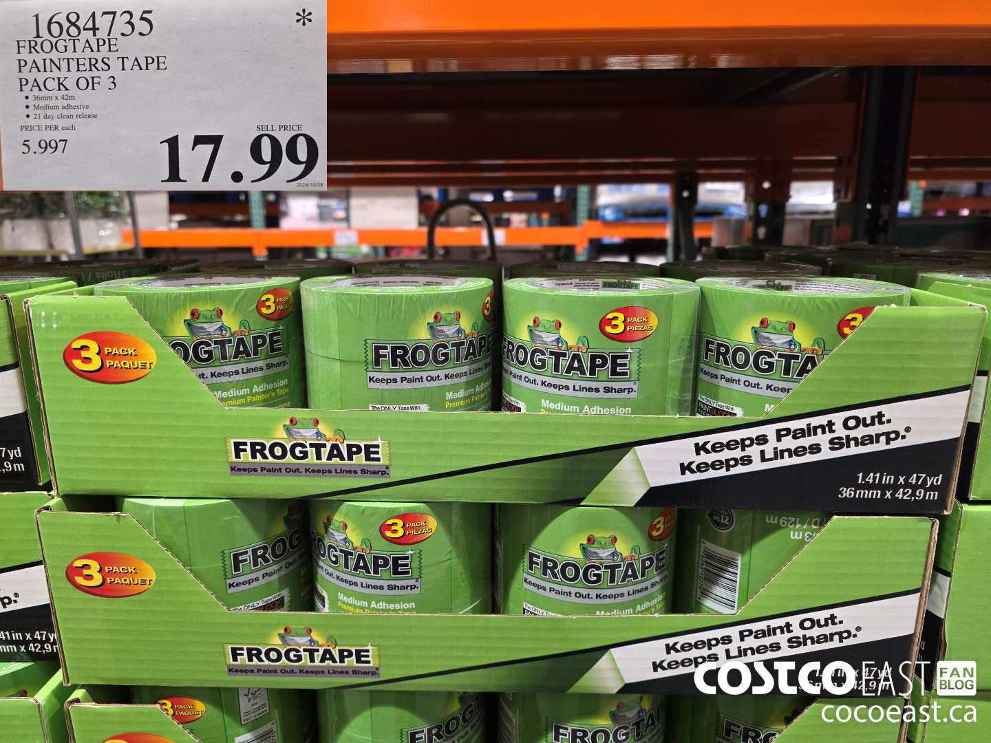 1684735 FROGTAPE PAINTERS TAPE PACK OF 3 $17.99