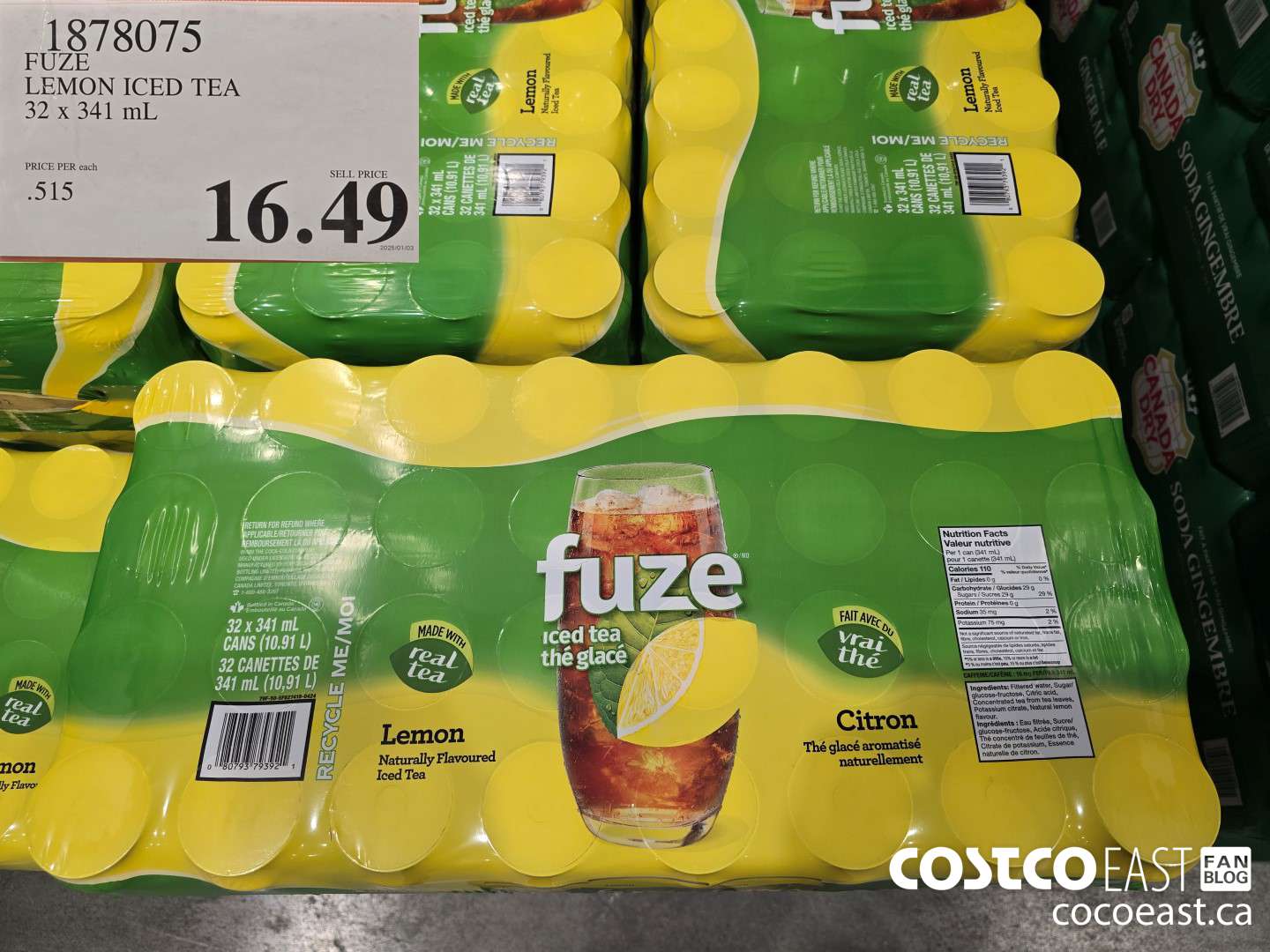 1878075 FUZE LEMON ICED TEA 32 x 341 mL $16.49