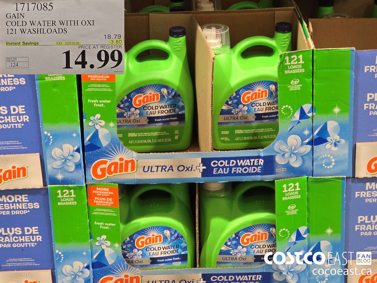 1717085 GAIN COLD WATER WITH OXI 121 wash loads ($3.80 INSTANT SAVINGS EXPIRES ON 2025-01-26) $14.99