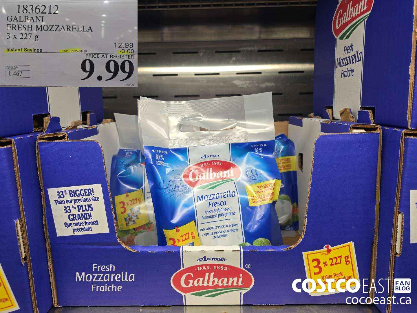 1836212 GALRANI FRESH MOZZARELLA 3 X 227 G ($3.00 INSTANT SAVINGS EXPIRES ON 2025-01-19) $9.99