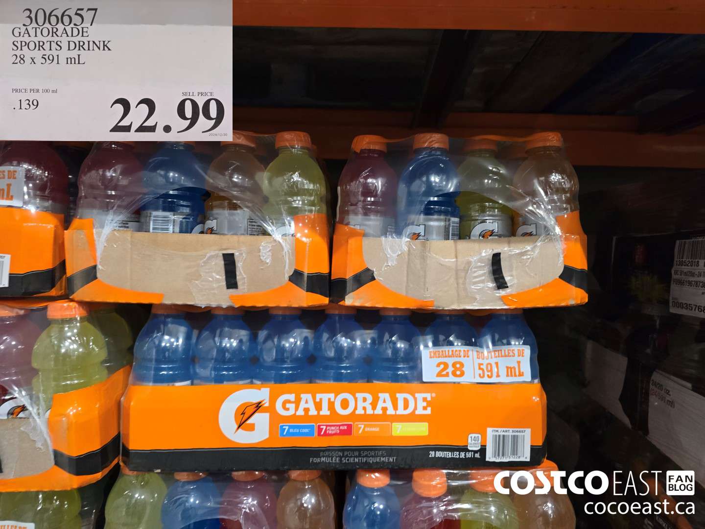 306657 GATORADE SPORTS DRINK 28 x 591 mL $22.99
