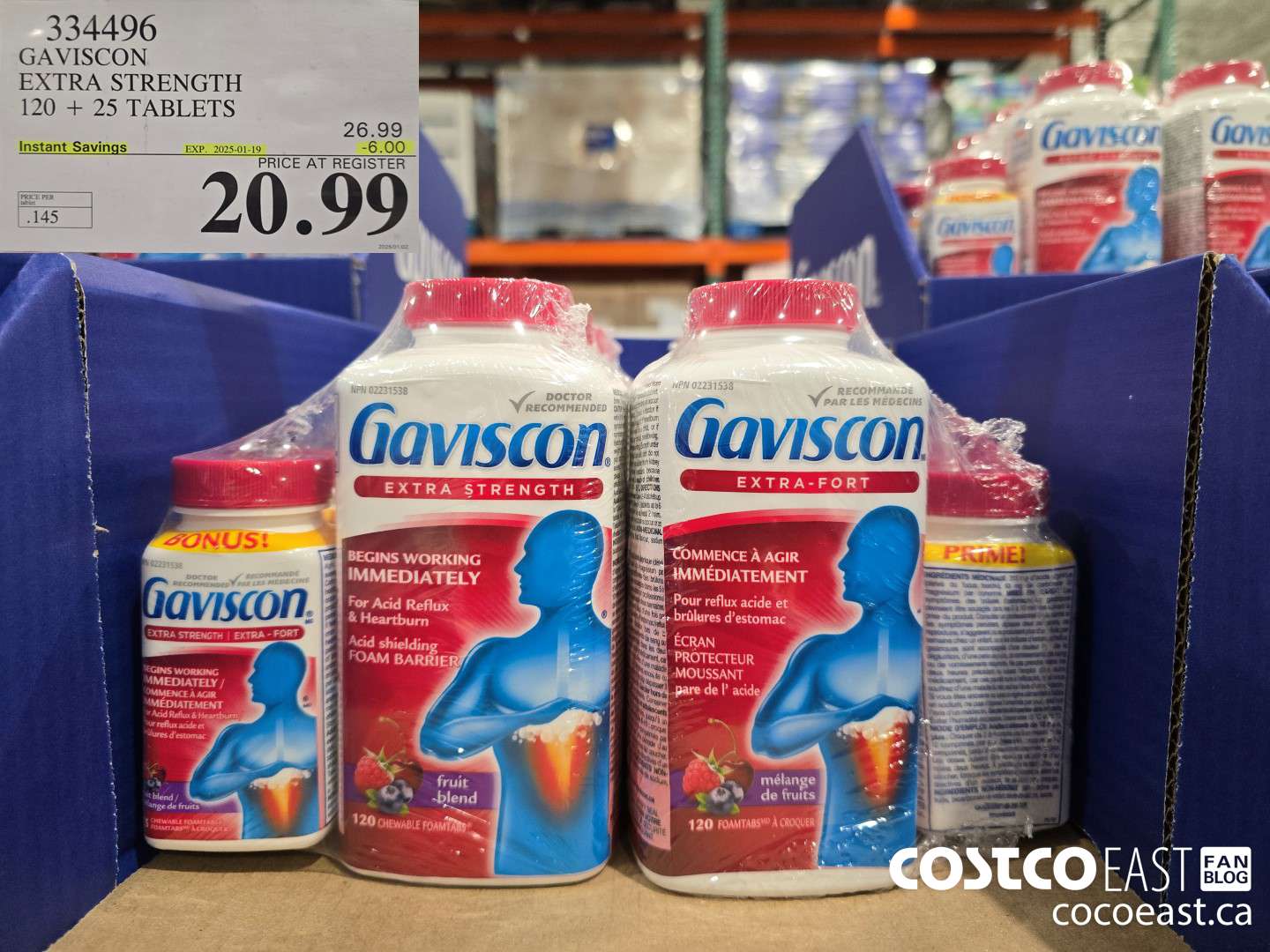 334496 GAVISCON EXTRA STRENGTH 120 + 25 TABLETS ($6.00 INSTANT SAVINGS EXPIRES ON 2025-01-19) $20.99