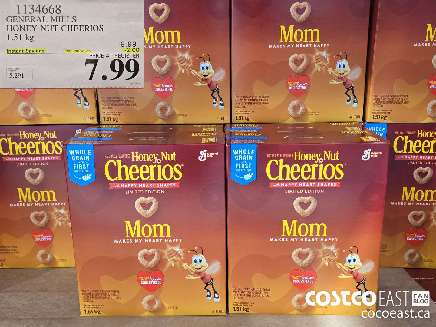 1134668 GENERAL MILLS HONEY NUT CHEERIOS 1.51 kg ($2.00 INSTANT SAVINGS EXPIRES ON 2025-01-26) $7.99