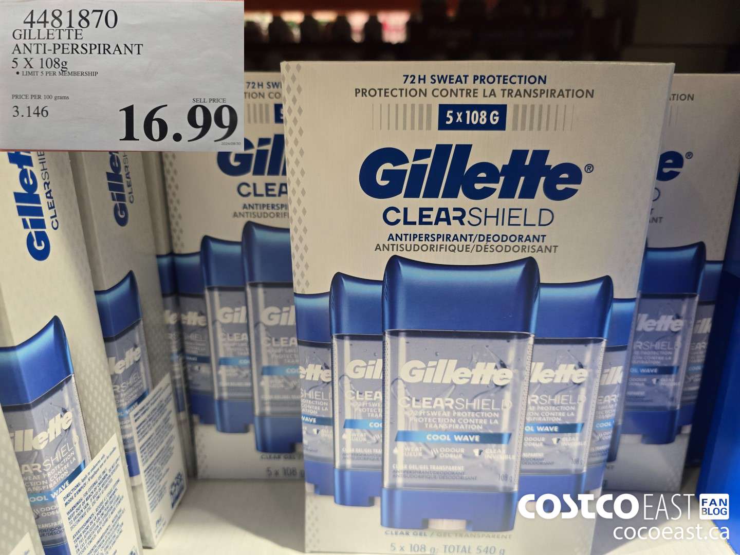 4481870 GILLETTE ANTI-PERSPIRANT 5 x 108g $16.99