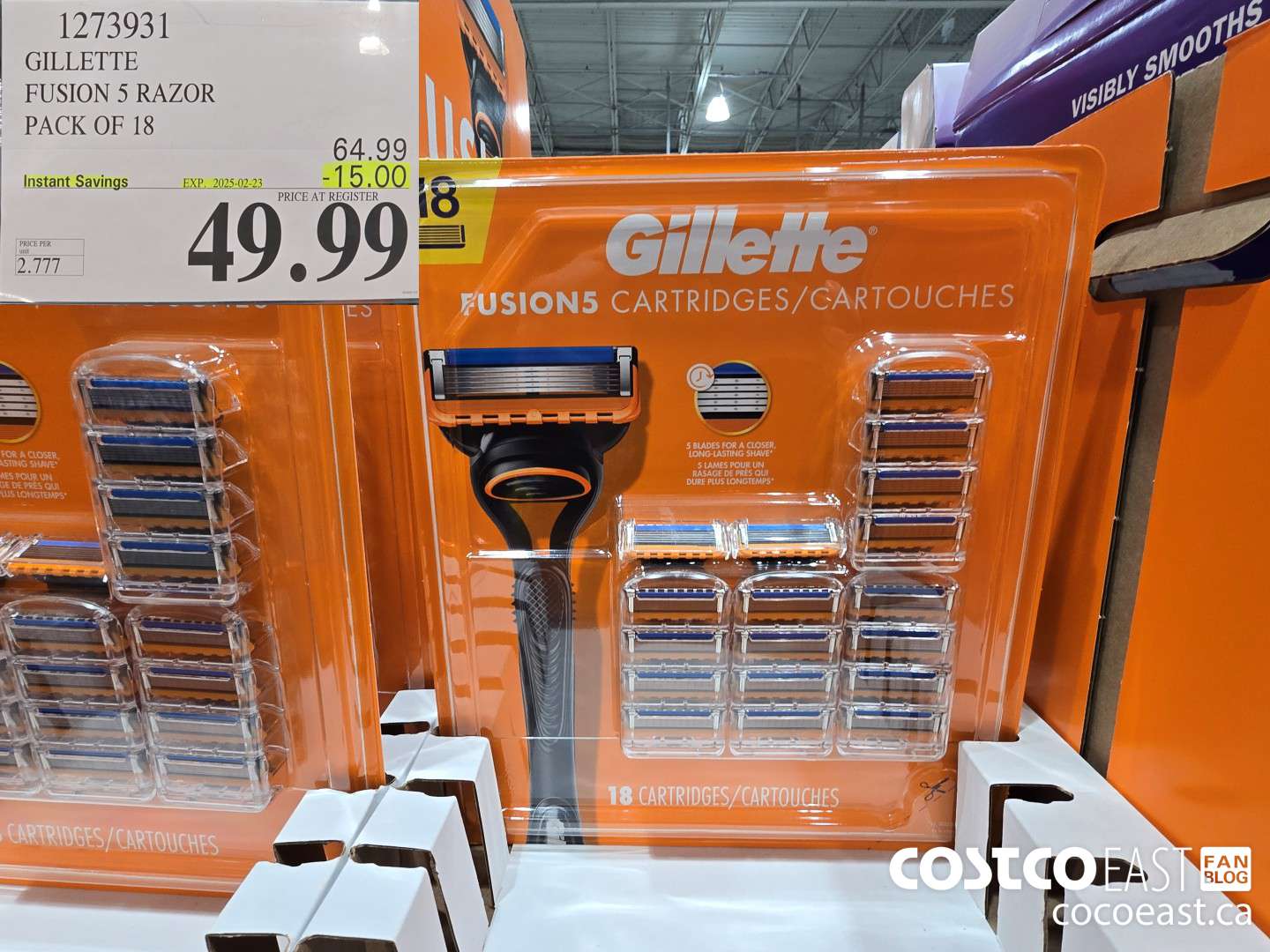 1273931 GILLETTE FUSION 5 CARTRIDGES PACK OF 18 ($15.00 INSTANT SAVINGS EXPIRES ON 2025-02-23) $49.99