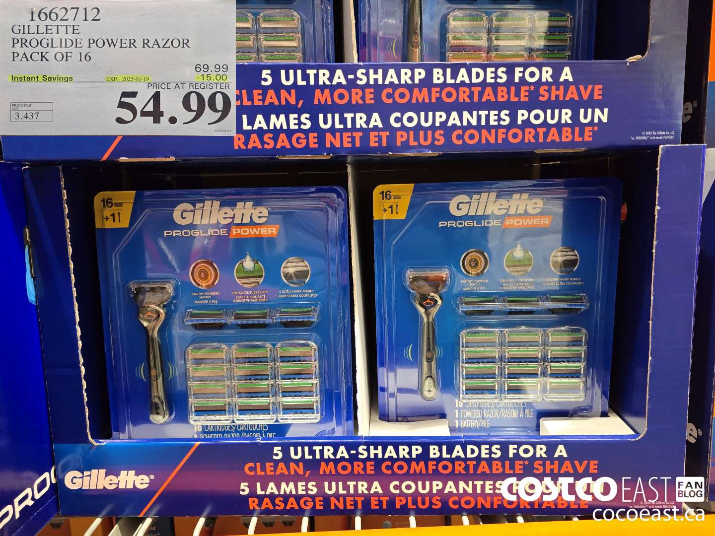 1662712 GILLETTE PROGLIDE POWER RAZOR PACK OF 16 ($15.00 INSTANT SAVINGS EXPIRES ON 2025-01-19) $54.99