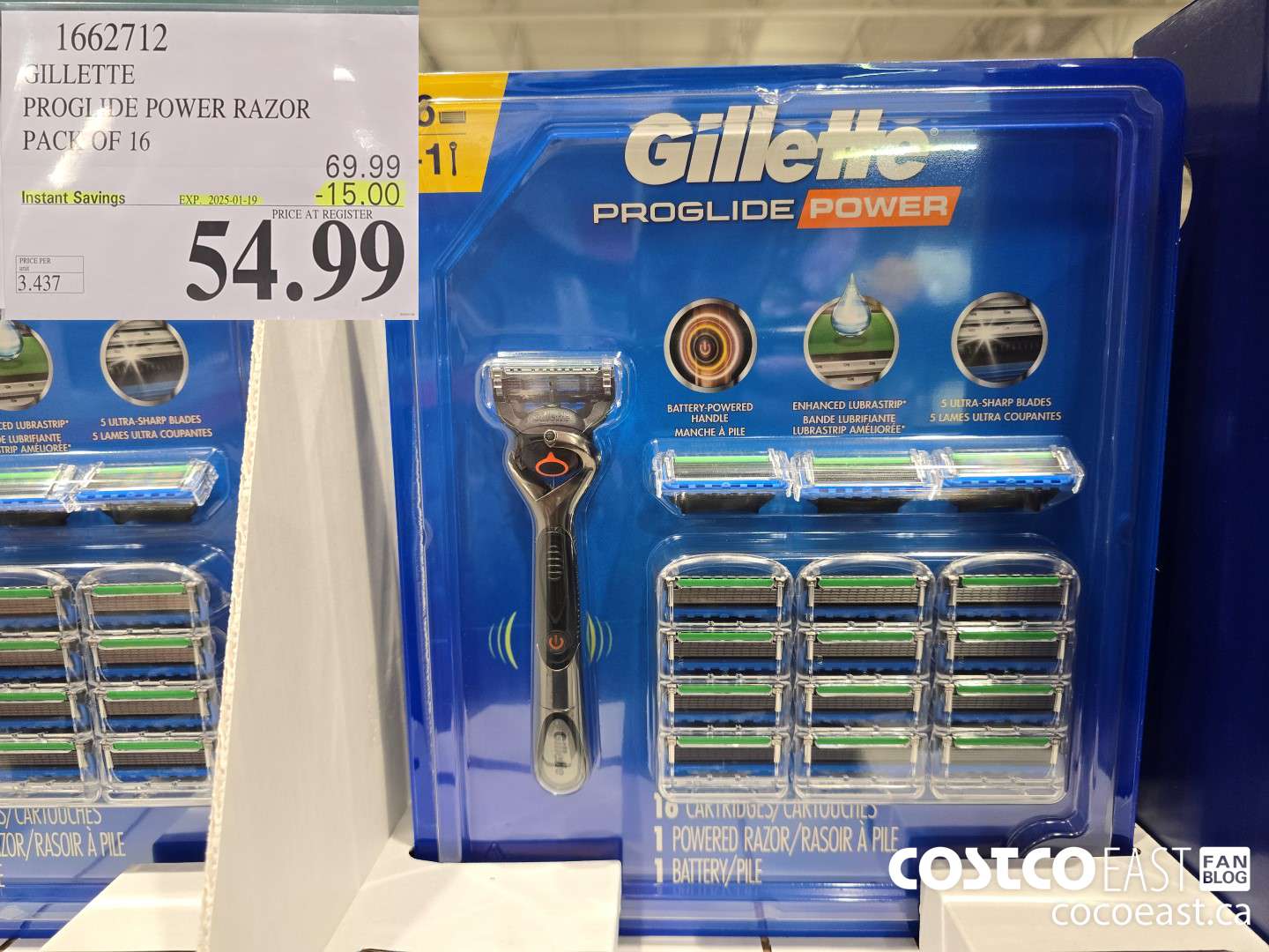 1662712 GILLETTE PROGLIDE POWER RAZOR PACK OF 16 ($15.00 INSTANT SAVINGS EXPIRES ON 2025-01-19) $54.99